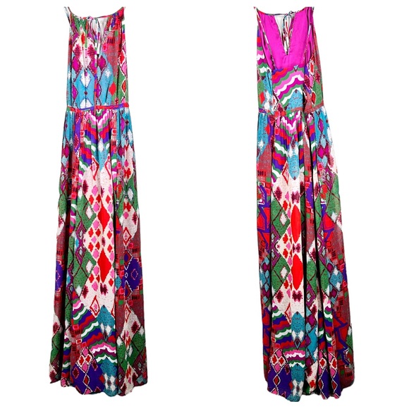 Anthropologie Maeve Tarana Printed Maxi Dress Lace Up SZ 4 - Picture 15 of 16